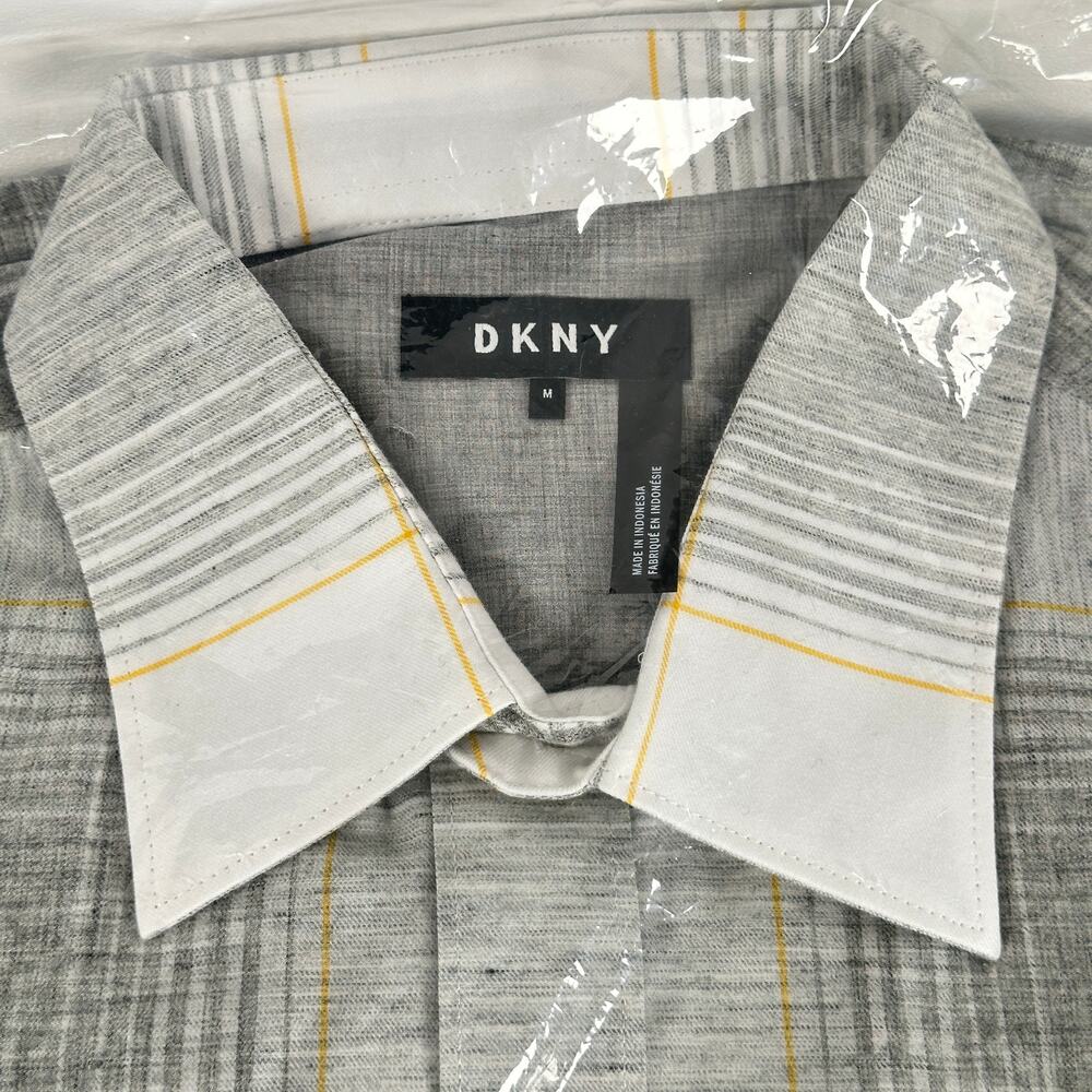 NWT DKNY Mens Long Sleeve Cotton Button-Up Shirt Size M Chino Heather
